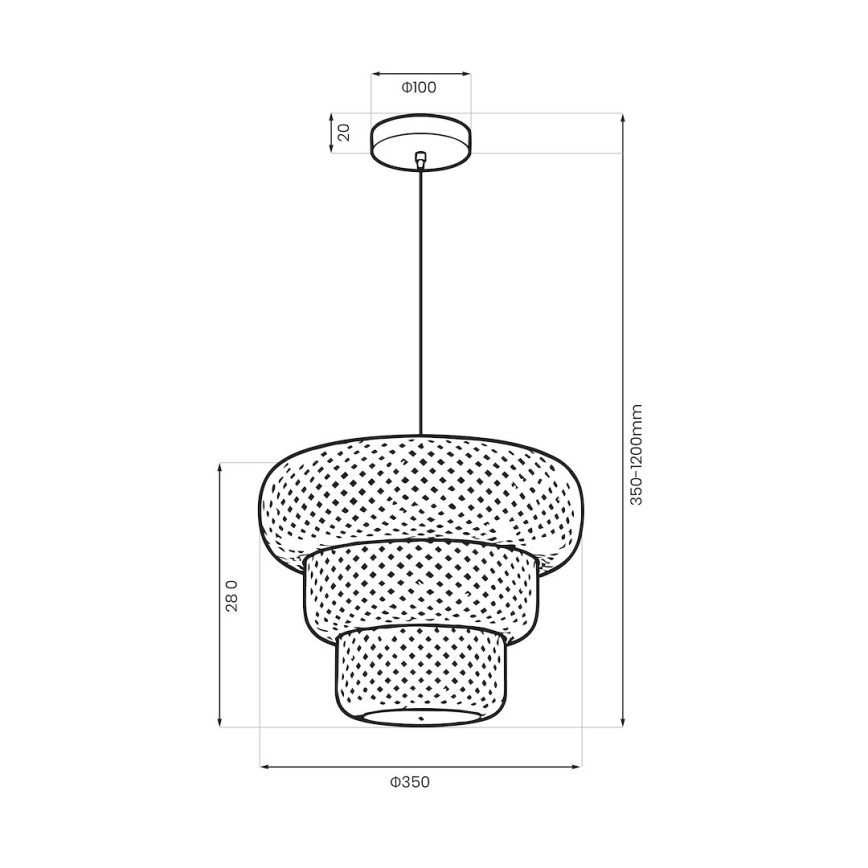 Pendel på ledning TULUM 1xE27/15W/230V Ø 35 cm bambus