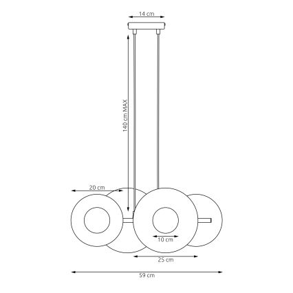 Pendel på ledning UMBRA 4xG9/8W/230V rød
