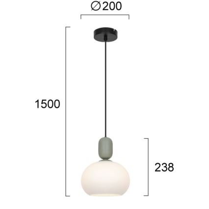 Pendel på ledning VALISIA 1xE27/40W/230V sort/olivengrøn