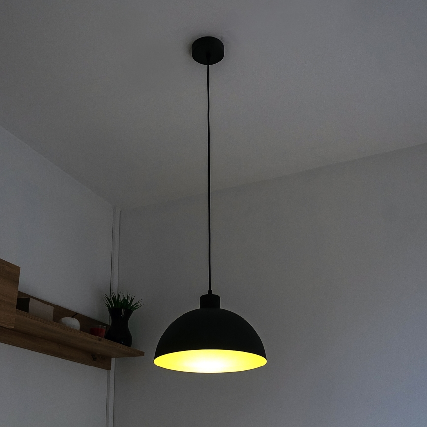 Pendel på ledning VESPER 1xE27/15W/230 Ø 18 cm sort/guld