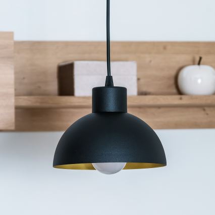 Pendel på ledning VESPER 1xE27/15W/230 Ø 18 cm sort/guld
