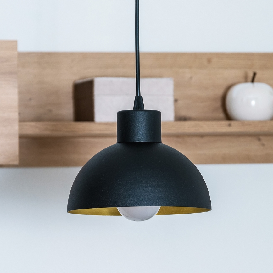 Pendel på ledning VESPER 1xE27/15W/230 Ø 18 cm sort/guld