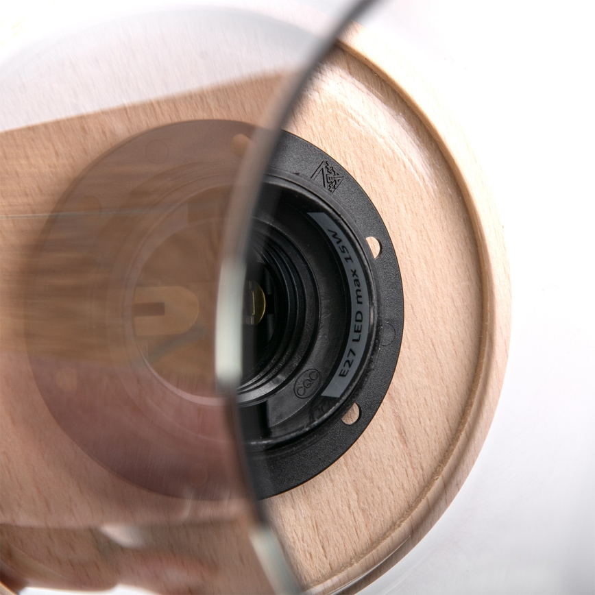 Pendel på ledning WOODNEST 1xE27/15W/230V fyrretræ/røget sort