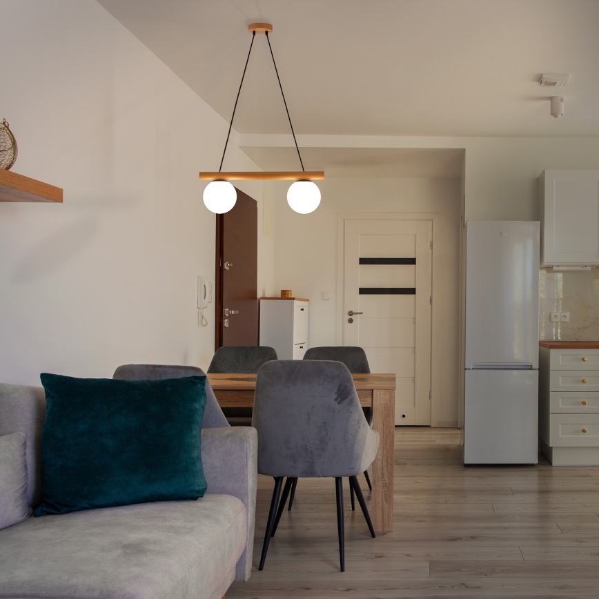 Pendel på ledning WOODSTOCK 2xE27/15W/230V træ/sort