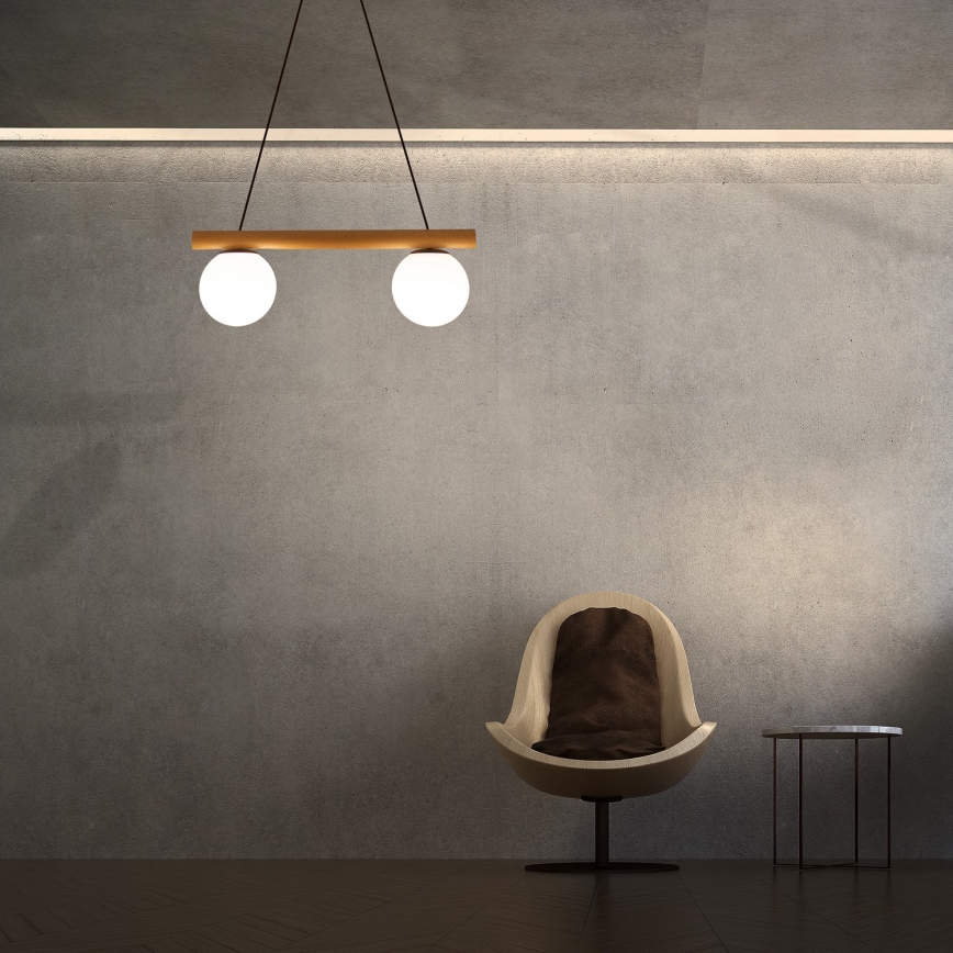 Pendel på ledning WOODSTOCK 2xE27/15W/230V træ/sort