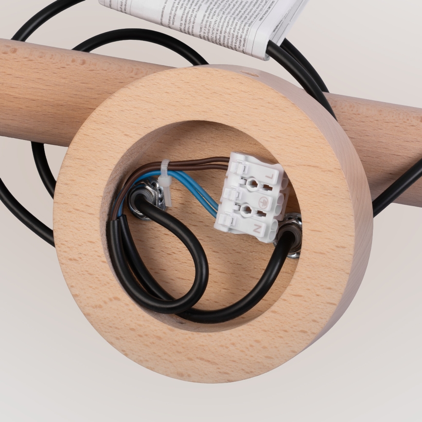 Pendel på ledning WOODSTOCK 2xE27/15W/230V træ/sort