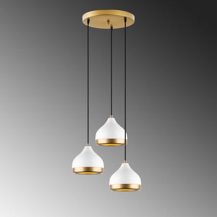 Pendel på ledning YILDO 3xE27/40W/230V hvid/guld