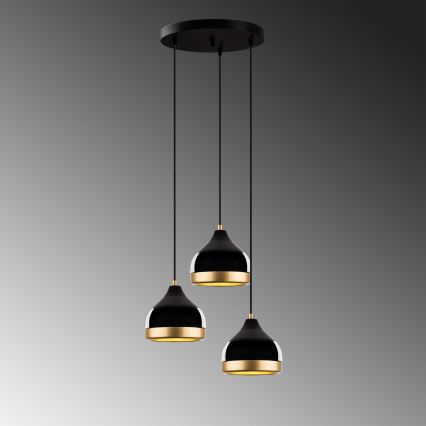 Pendel på ledning YILDO 3xE27/40W/230V sort/guld