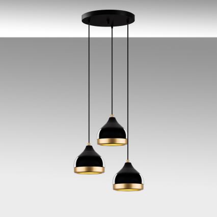 Pendel på ledning YILDO 3xE27/40W/230V sort/guld
