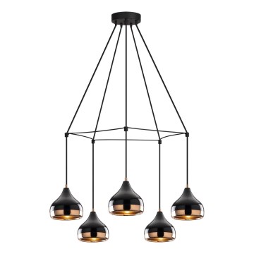 Pendel på ledning YILDO 5xE27/40W/230V sort/kobber