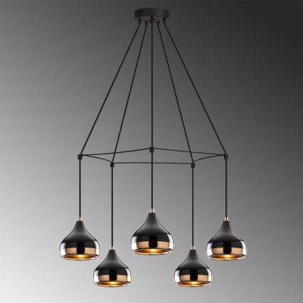 Pendel på ledning YILDO 5xE27/40W/230V sort/kobber
