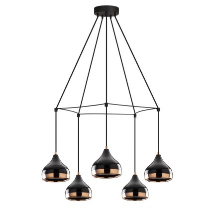 Pendel på ledning YILDO 5xE27/40W/230V sort/kobber