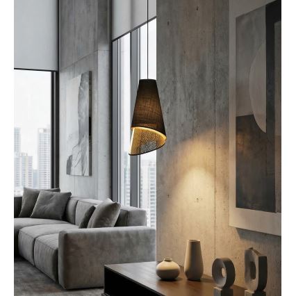 Pendel på stålwire MODA 1xE27/15W/230V sort/guld
