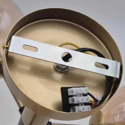 Pendel på stang GEORGIA 3xG9/5W/230V guldfarvet/røget beige