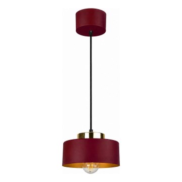 Pendel på vaier IGNIA 1xE27/60W/230V vinrød/guld