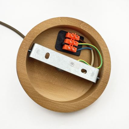 Pendel på wire AIDA 1xE27/60W/230V Ø 25 cm eg/brun/hvid