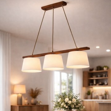 Pendel på wire AIDA 3xE27/60W/230V Ø 25 cm eg/valnød