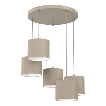 Pendel på wire ARDEN 5xE27/15W/230V Ø 44 cm beige