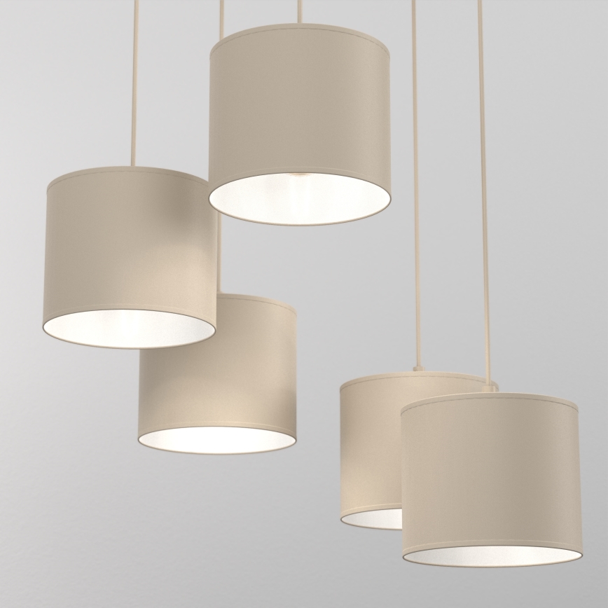 Pendel på wire ARDEN 5xE27/15W/230V Ø 44 cm beige