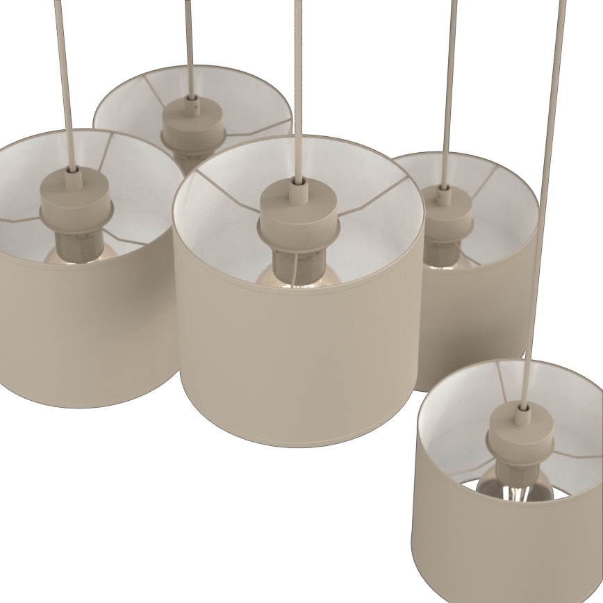 Pendel på wire ARDEN 5xE27/15W/230V Ø 44 cm beige