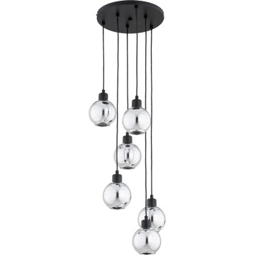 Pendel på wire ARVENE 5xE27/15W/230V sort/blank krom