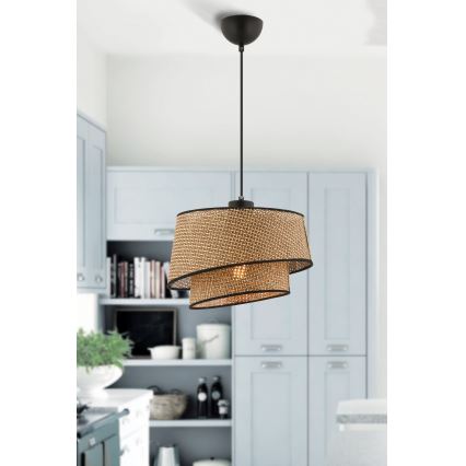 Pendel på wire BARETTE 1xE27/60W/230V brun/sort