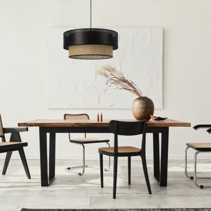 Pendel på wire BORHO 1xE27/60W/230V Ø 40 cm sort/jute