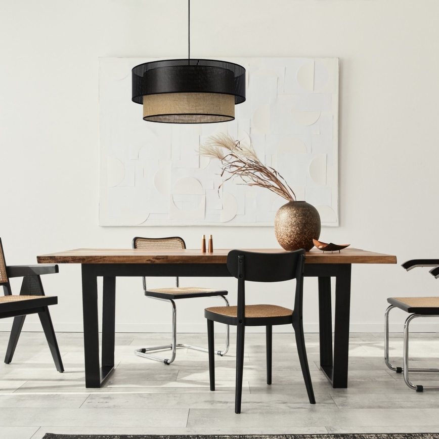 Pendel på wire BORHO 1xE27/60W/230V Ø 40 cm sort/jute