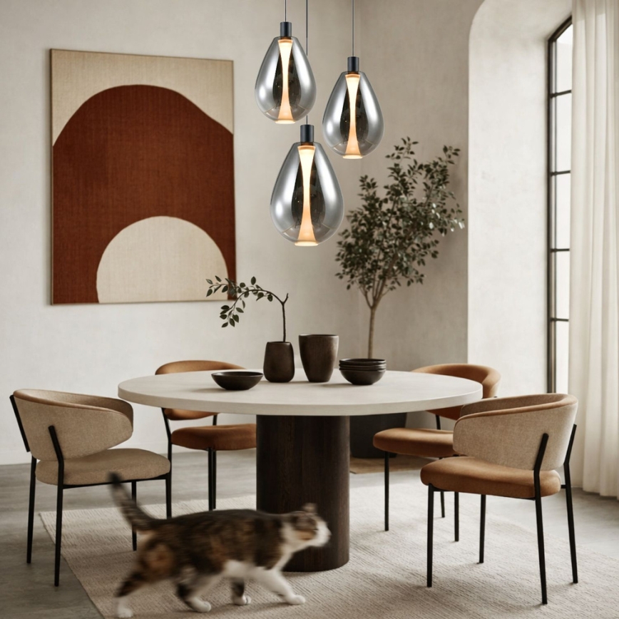 Pendel på wire DENSO 1xG9/5W/230V Ø 20 cm sort krom