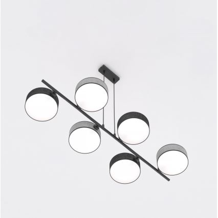 Pendel på wire DRUMZ 6xE14/10W/230V sort/grå