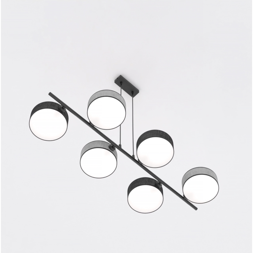 Pendel på wire DRUMZ 6xE14/10W/230V sort/grå