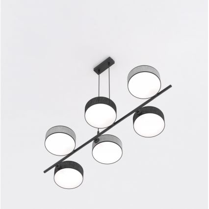 Pendel på wire DRUMZ 6xE14/10W/230V sort/grå
