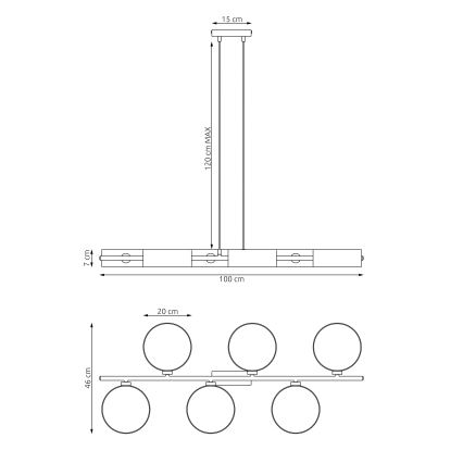 Pendel på wire DRUMZ 6xE14/10W/230V sort/grå