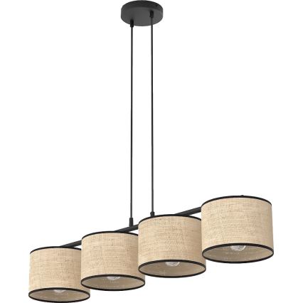 Pendel på wire ECO 4xE27/15W/230V beige/rattan