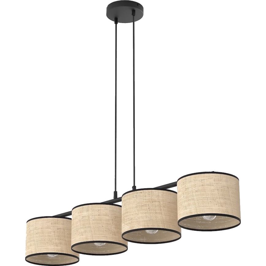 Pendel på wire ECO 4xE27/15W/230V beige/rattan