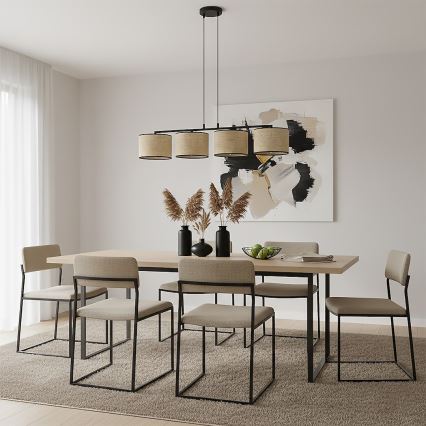 Pendel på wire ECO 4xE27/15W/230V beige/rattan