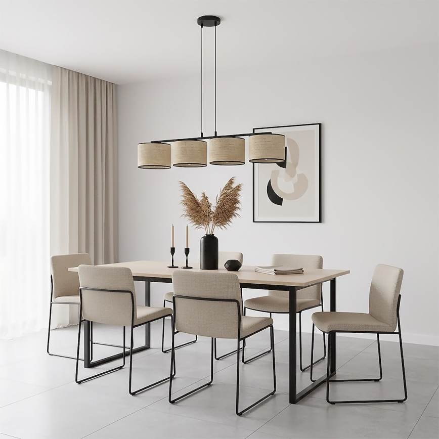 Pendel på wire ECO 4xE27/15W/230V beige/rattan