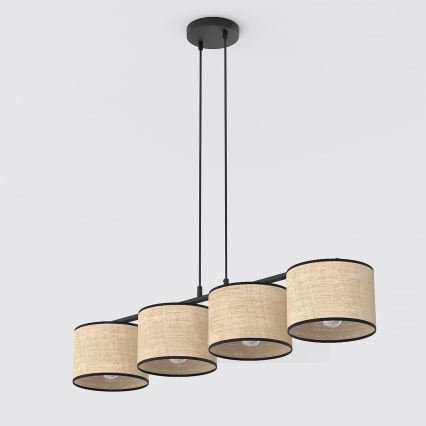 Pendel på wire ECO 4xE27/15W/230V beige/rattan