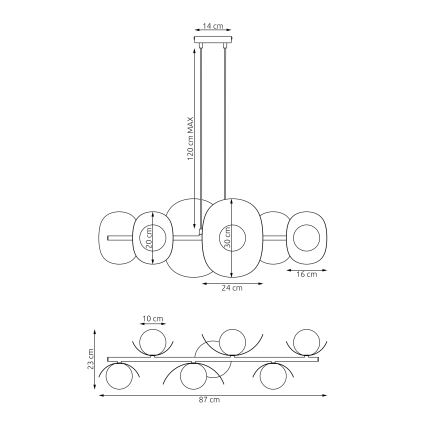 Pendel på wire ELEMENTI 6xG9/8W/230V beige