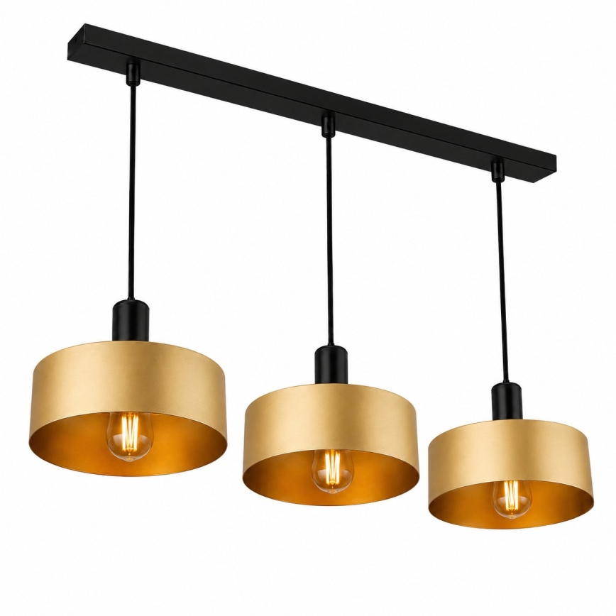 Pendel på wire HAKI 3xE27/60W/230V guld/sort