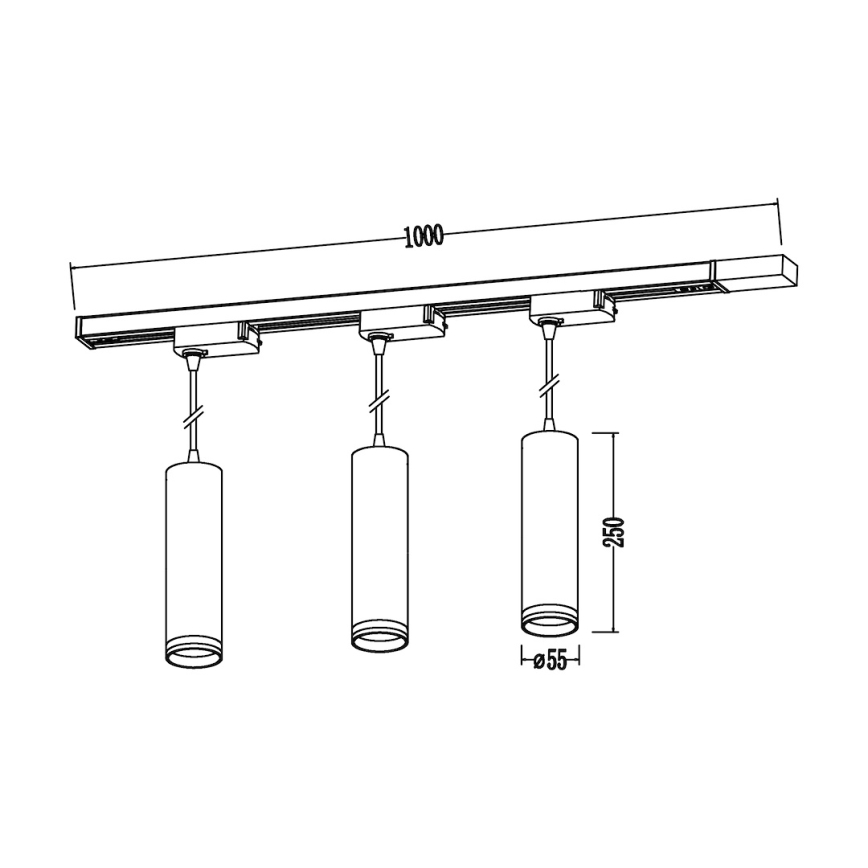 Pendel på wire i skinnesystemet PIPE 3xGU10/10W/230V hvid