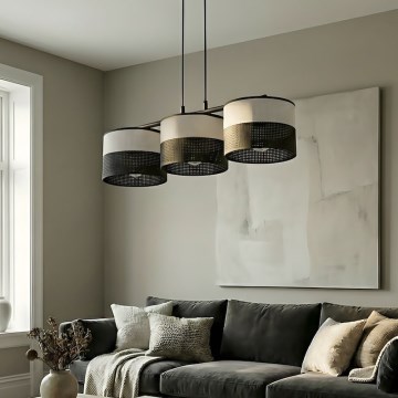Pendel på wire KARBON 3xE27/15W/230V sort/grå