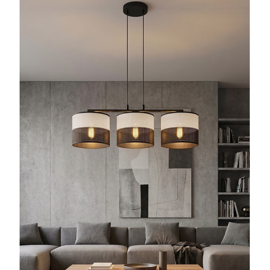 Pendel på wire KARBON 3xE27/15W/230V sort/grå