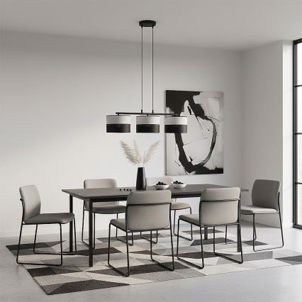Pendel på wire KARBON 3xE27/15W/230V sort/grå