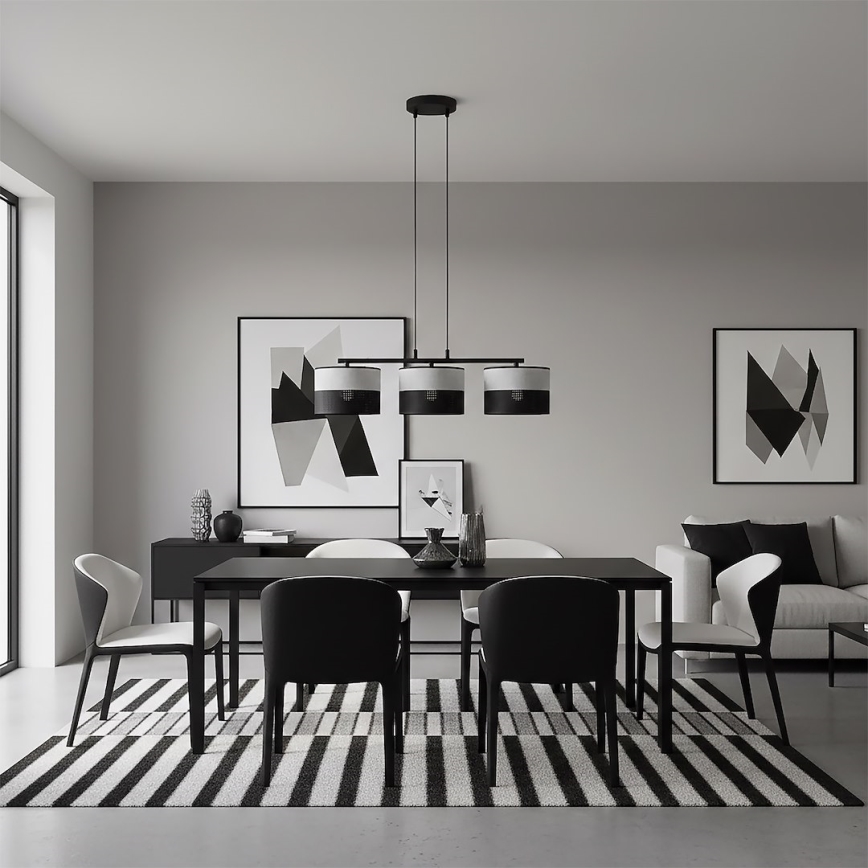 Pendel på wire KARBON 3xE27/15W/230V sort/grå