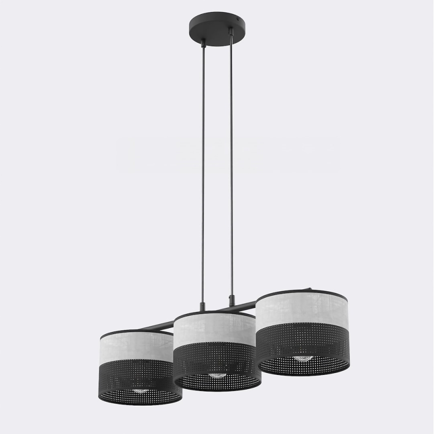 Pendel på wire KARBON 3xE27/15W/230V sort/grå