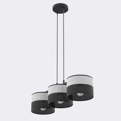 Pendel på wire KARBON 3xE27/15W/230V sort/grå