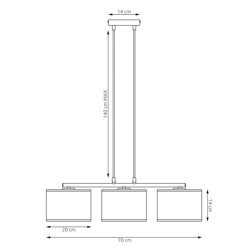 Pendel på wire KARBON 3xE27/15W/230V sort/grå