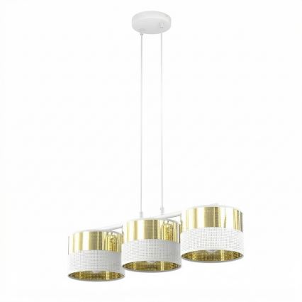 Pendel på wire LUX 3xE27/15W/230V hvid/guld