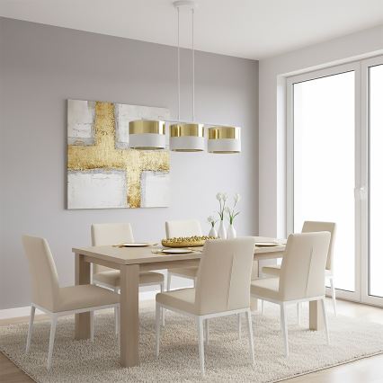 Pendel på wire LUX 3xE27/15W/230V hvid/guld